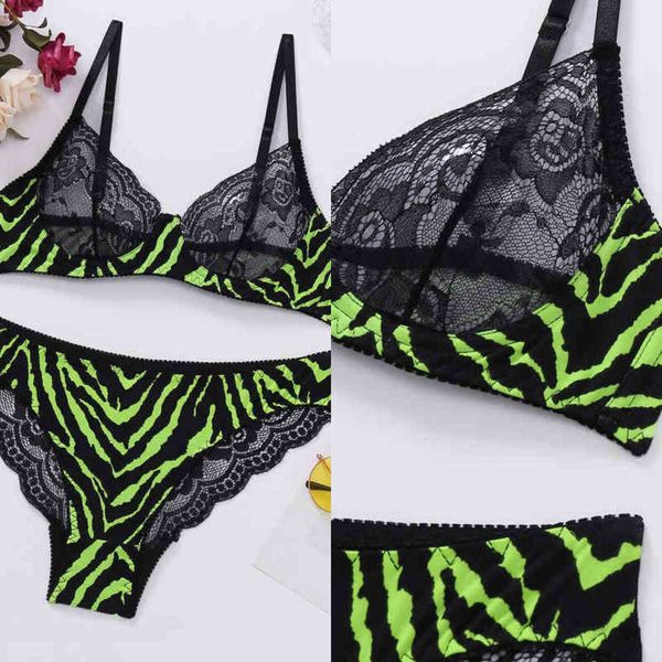 

nxy underwear green zebra ultra thin lace large chest small perspective seduction bra set 220609, Red;black