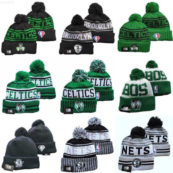 

snapbacks men boston''celtics''hat brooklyn''nets''hat pom cuffed knit hat basketball red black whit, Black;white