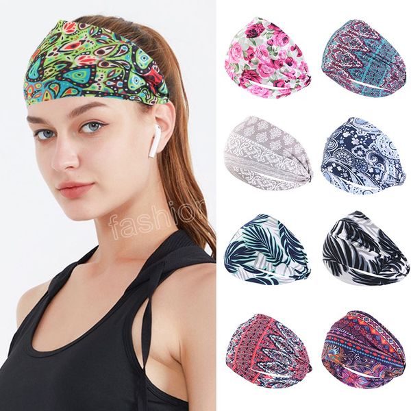 

boho cotton wide headband for women cashew leopard flower print turban headwrap yoga hairband girls hair accessories, Silver
