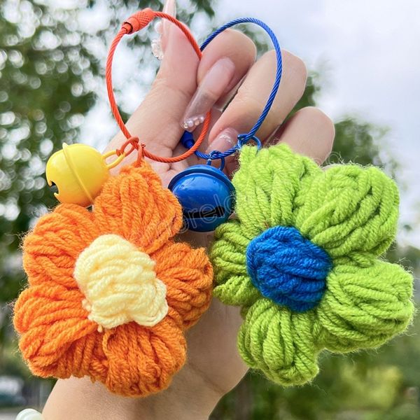 

creative flower bell keychain jewelry lanyard girl boy couple gift peach heart chain yarn keyring bracelet pendant decor, Silver