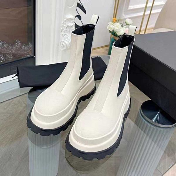 

dress casual shoes chelsea women's high rise thick soled short 2022 new british style martin boots thin pile middle tube spring and aut, Black