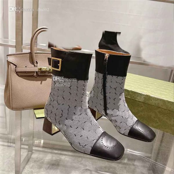 

blonde ankle boots designer double g leather heels boot women winter low heel boots luxury woman ggity sdfgcvd, Black