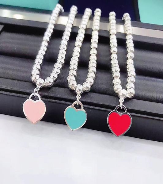 

high end bracelet necklace set heart shaped bead chain charm women 18k gold fashion jewelry original gift 316l stainless steel fac1830823, Silver