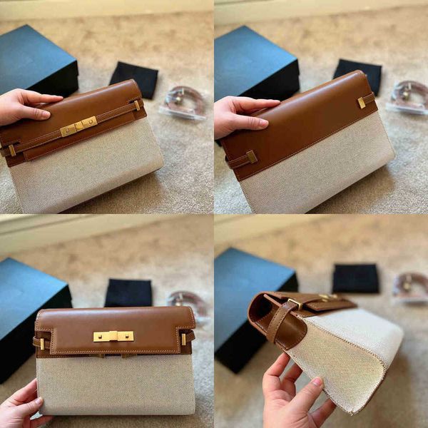 

new evening bags shoulder high qualit metal buckle tote women handbag canvas and leather luxur designer crossbod female underarm purses