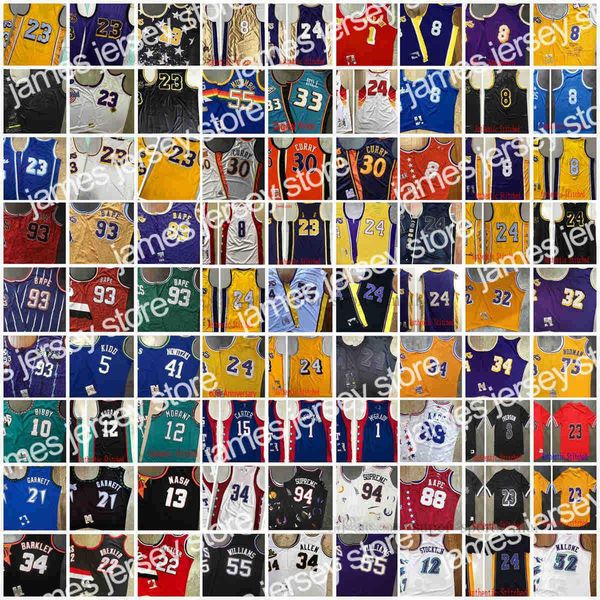 

basketball jerseys dense embroidery retro mitchell and ness basketball jerseys payton shaw westbrook kemp allen olajuwon garnett mcgrady bib, Black;red