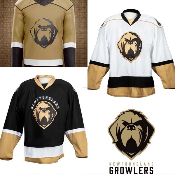 

echl newfoundland growlers new third jersey custom mens womens youth home away hockey jersey gold white black, Black;red