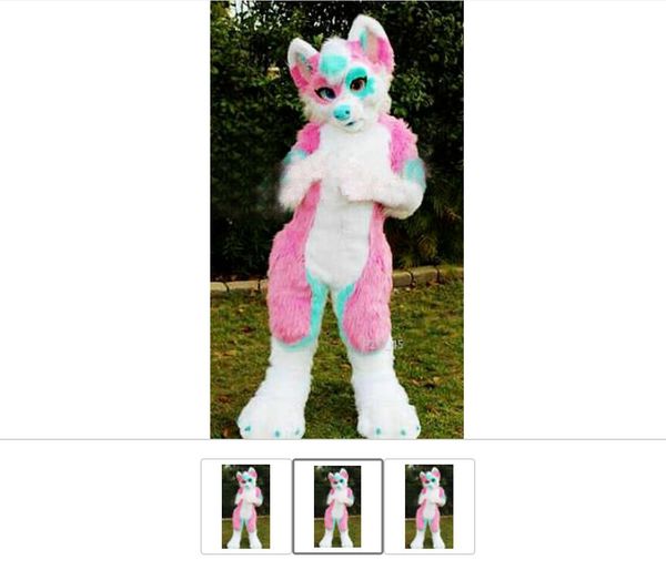 

long fur husky dog fox mascot costume fursuit halloween suit dreamdesigner2019, Red;yellow