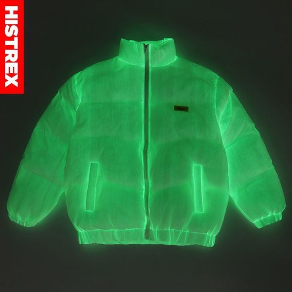 

men s down parkas histrex brand winter jackets men luminous thick korea warm motorcycle coat hip hop parka padded overcoat 221208, Black