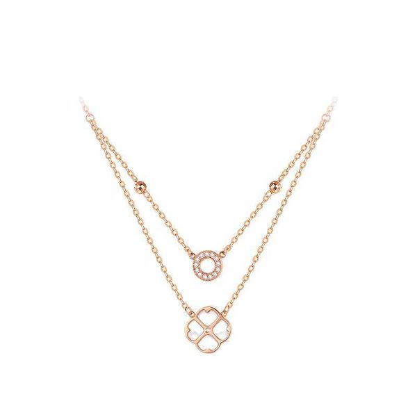 

pendant s exquisite 18k gold women's four leaf grass diamond round necklace jewelry, Silver