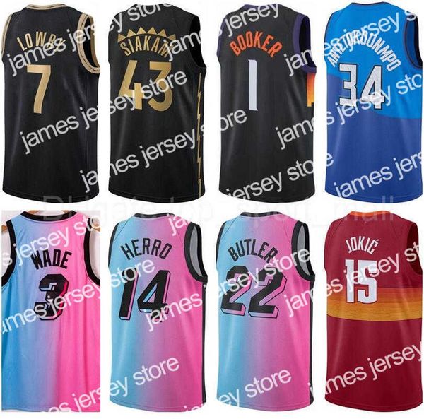 

basketball jerseys basketball jersey city dwyane wade tyler herro jimmy butler giannis antetokounmpo nikola kyle lowry pascal siakam devin b, Black;red
