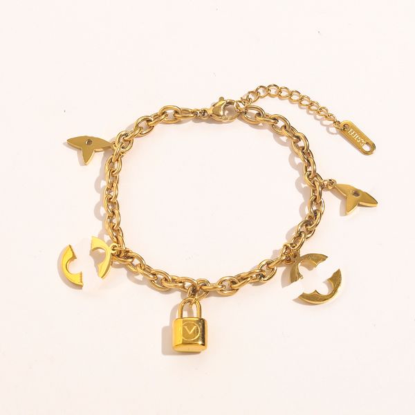 

popular brand four leaf grass chain bracelets fashion design 18k gold-plated bracelet senior accessories lovers women love stainless, Black