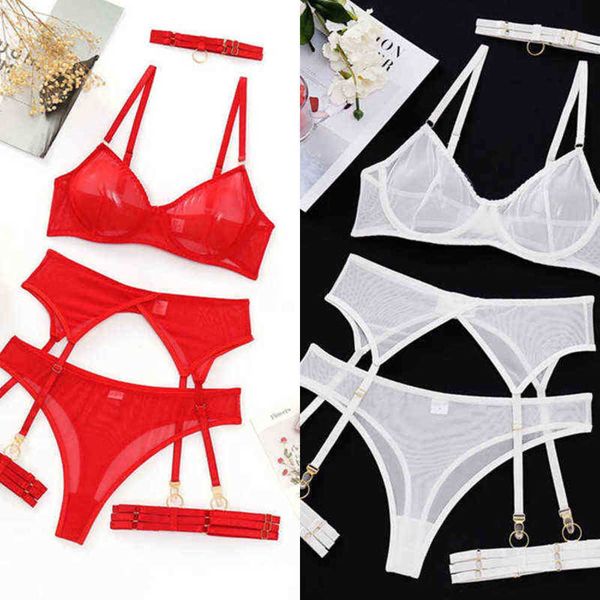 

nxy underwear ultra thin large chest shows small interest women  perspective temptation tulle bra set triangular cup 220609, Red;black