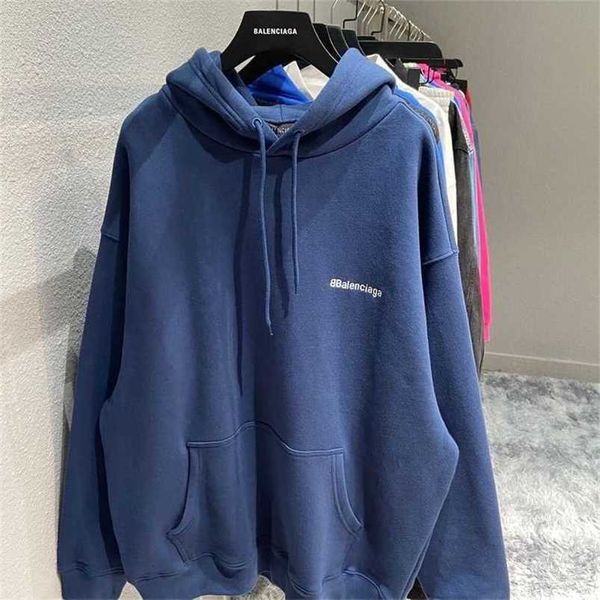 

balenciga mens hoodies fashion original brand autumn winter embroidery bb small letter hooded bodysuit loose fit for men women, Black
