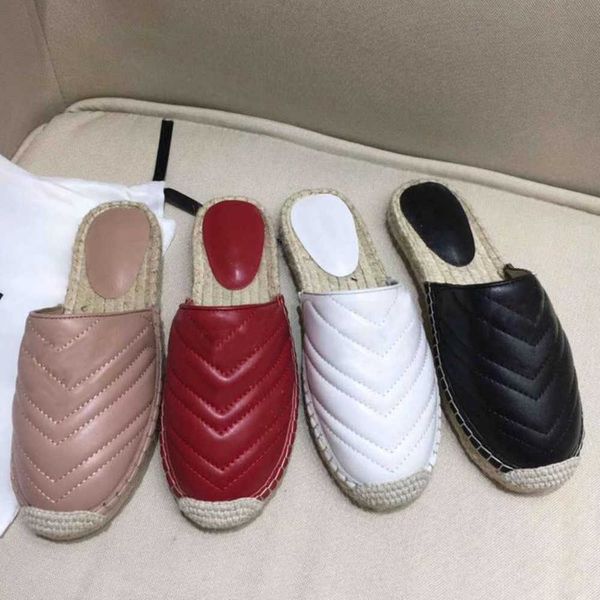 

Women Leather Espadrille Stripes Flat Sandal Fashion Non-slip Slipper Two Tone Canvas Sandals Summer Outdoor Beach Causal Flip Flops with Box NO30, Color 4