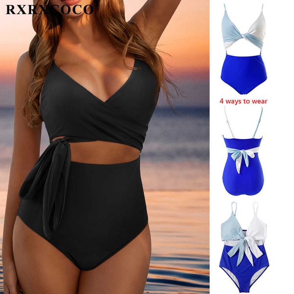 

swim wear rxrxcoco one piece swimsuit women monokini bodysuit high waist swimsuit bikini push up bandage one piece swimwear women 2021 t2212