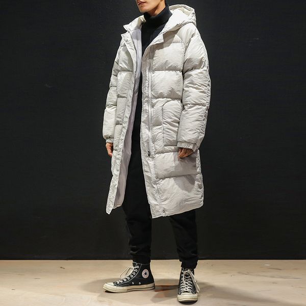 

men s down parkas winter jacket men hooded thicken warm parka coat casual slim mens overcoat long cotton padded jacket m 5xl 221208, Black