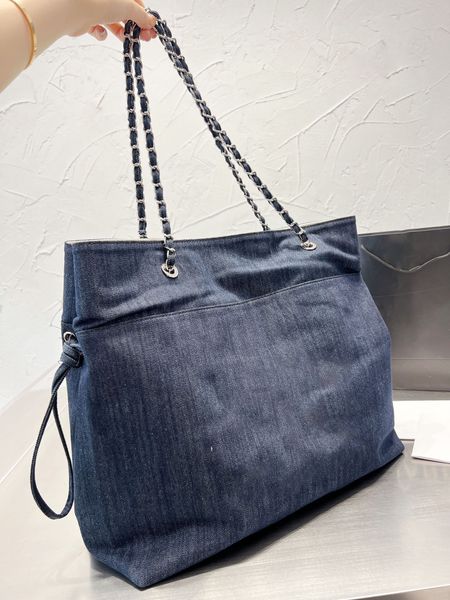

denim tote chic handbag women's shoulder bag chain crossbody luxury designer large capacity purse 2022