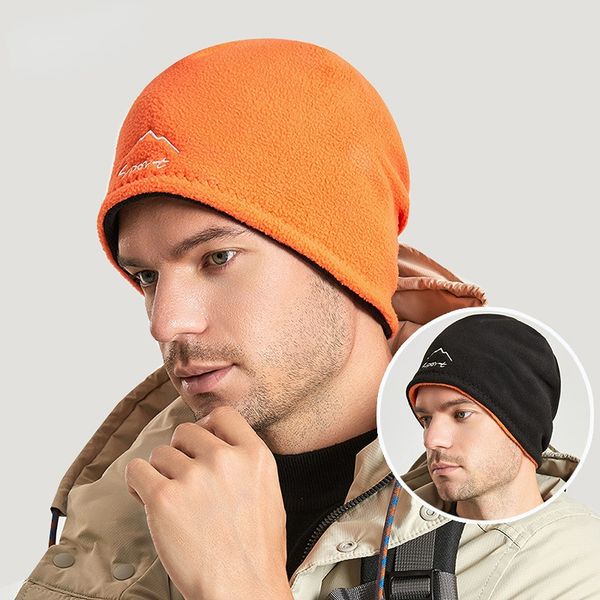 

new winter cold ski hat men's outdoor hat fleece double-sided windproof and warm, Blue;gray