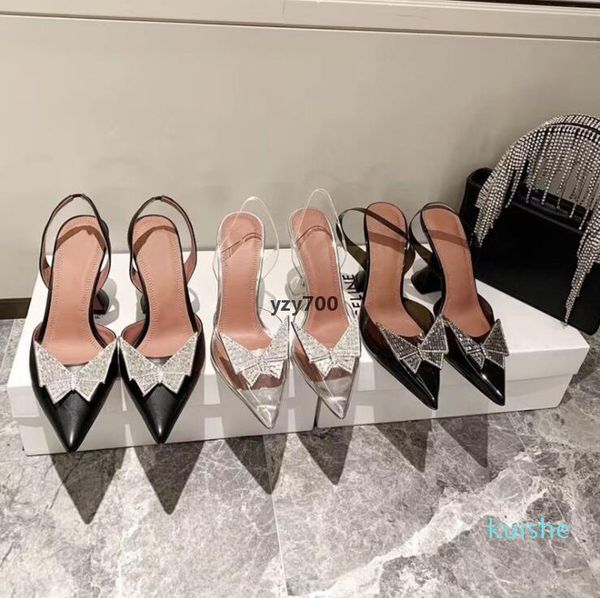 

muaddi 2021 amina sale-official quality shoes pvc slingback pumps restocks begum pvc slingbacks 7cm high heel eeq, Black