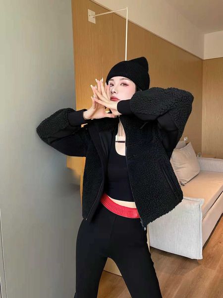 

women's jackets new autumn and winter fashionable and versatile hooded detachable lamb wool patchwork, Black;brown