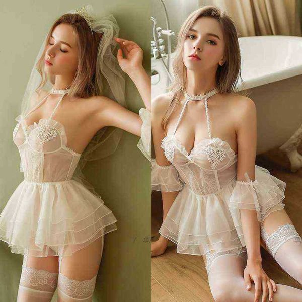 

nxy underwear female perspective romantic bridal dress uniform seduction gauze nightdress wedding suit 3801 220707, Red;black