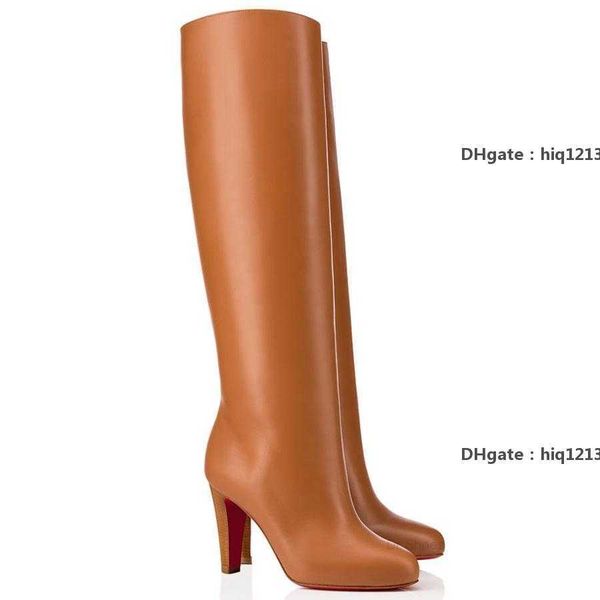 

red-bottoms shoes christians brown leather shoes woman long boots red high-boot luxurys reds soles dorififa-leather suede tall booti zid, Black