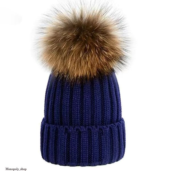 

2022 designer winter knitted beanie woolen hat women chunky knit thick warm faux fur pom beanies hats female bonnet beanie caps more colors, Yellow