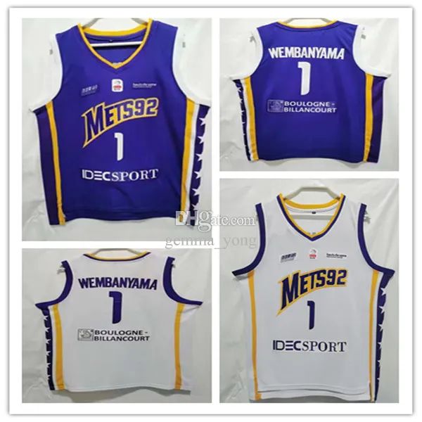 

basketball jerseys men #1 victor wembanyama levallois metropolitans mets92 basketball jerseys stitched blue white, Black;red