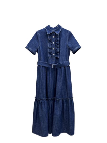 

new heavy denim washing technology big cake skirt design dress, Black;gray