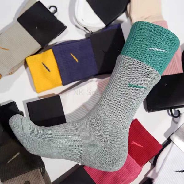 

classic fashion men socks hook brand color stitched men's women's long tube sports training sock street couple middle tubes luxury, Black