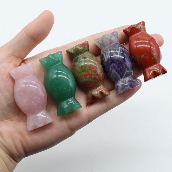 

natural candy figurine stones reiki healing crystal color quartz hand carved sweets for halloween christmas gift, Black