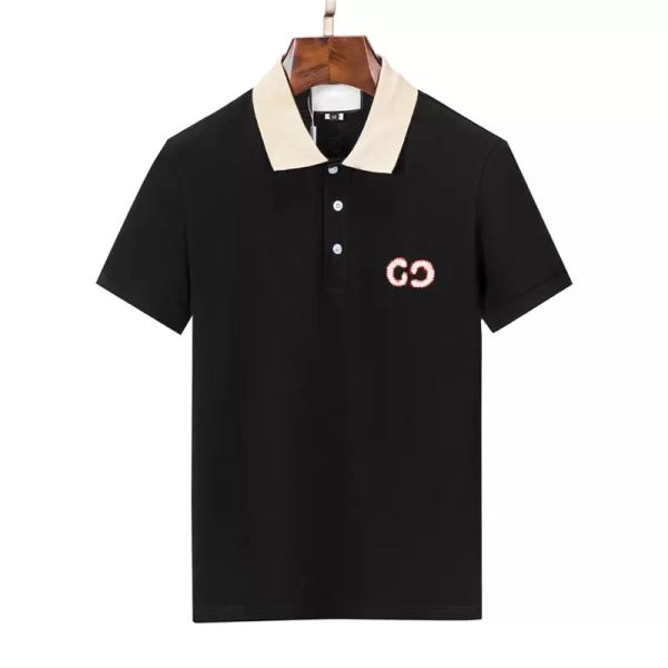 

designer men's t-shirt polo shirt brand new cotton embroidery wrinkle proof breathable lapel commercial fashion casual print high end s, White;black