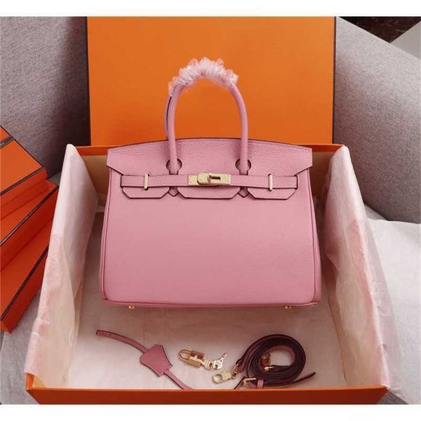 

designer bag birkins handbags luxury genuine leather woman tote handbag litchi pattern pochette rouge togo gold hardware 25cm zc
