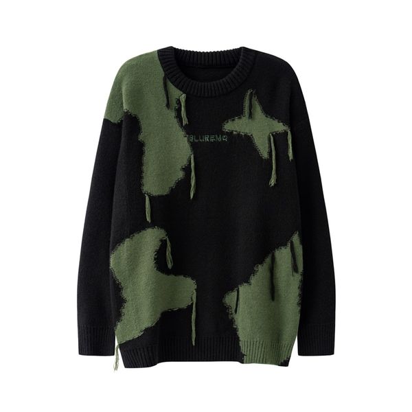 

tassel knitted patchwork woolen sweaters men's vintage pullover winter clothes