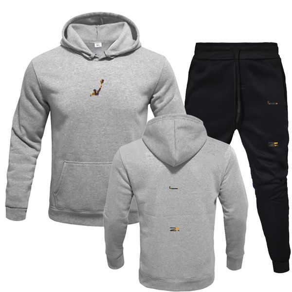 

set hoodie sweatpants tracksuit men and hooded sweatshirt pants pullover hoodie suit casual men clothes mf1q, Gray