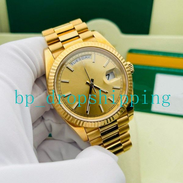 

premium watch 41mm automatic mechanical men's 18k yellow gold dial 2813 movement stainless steel 904l strap luminous wristwatch nf make, Slivery;brown