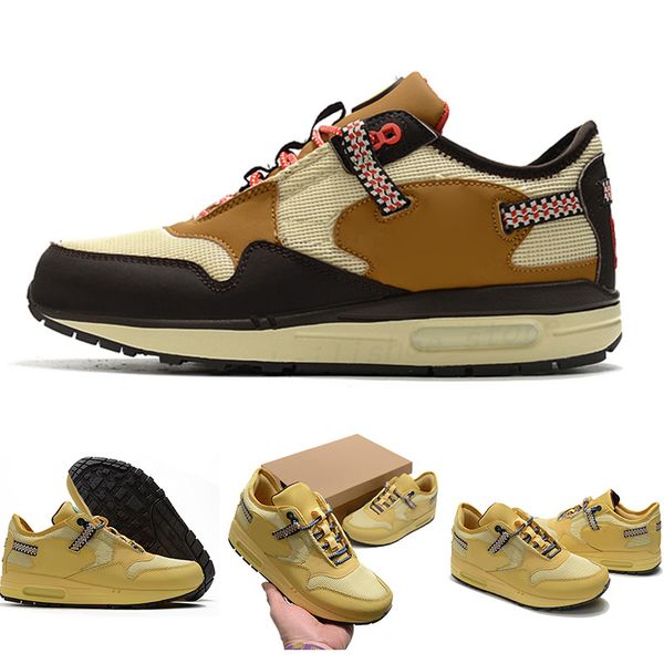 

2022 authentic designer 1 cactus jack shoes ts baroque brown wheat red saturn gold custom men women outdoor sneakers sports trainers us4-13, Black