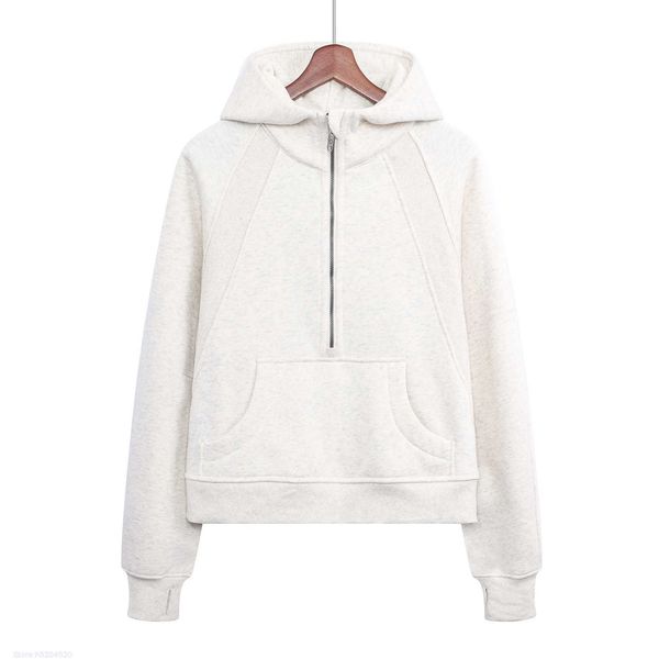 

tei5 women's hoodies outdoor fashion brang lu's 3.0 2023 new winter and autumn pullover half pull thickened velvet embroidery swea, Black