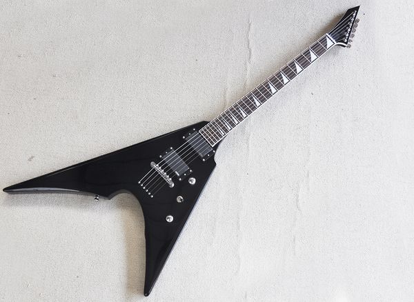 

black v electric guitar with rosewood fingerboard strings through body can be customized as request