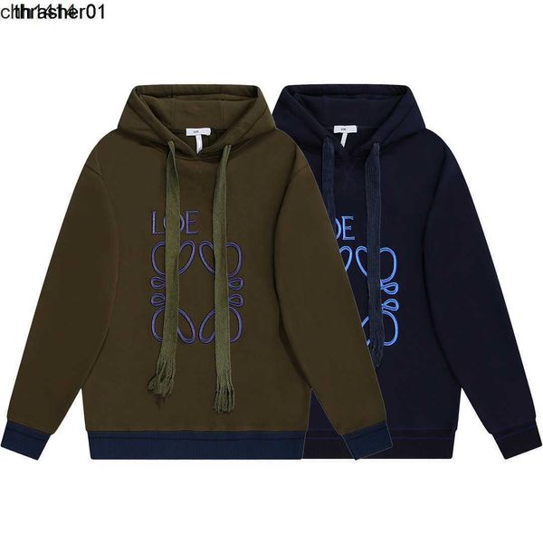

men's hoodies designer sweatshirts loewess winter new front color blue embroidery men women couples hoodie, Black
