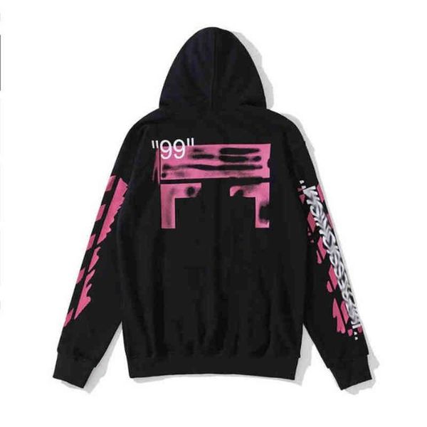 

classic brand mens sweatshirts offs luxury designers fashion back print arrow x hoodies loose hip hop hoodie autumn winter men women, Black