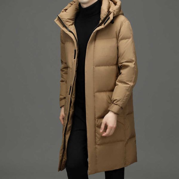 

winter down jacket men's long warm coat hooded highend, Black