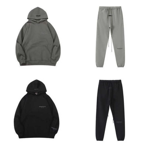 

men's luxury essentials tracksuits sweatshirts hoodies fashion letter men women sportswear pant suit hooded sweater casual pullover co, Gray
