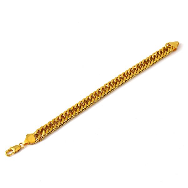 

boys kids womens men's 18k solid fine yellow gold gf curb chain bracelet, Black