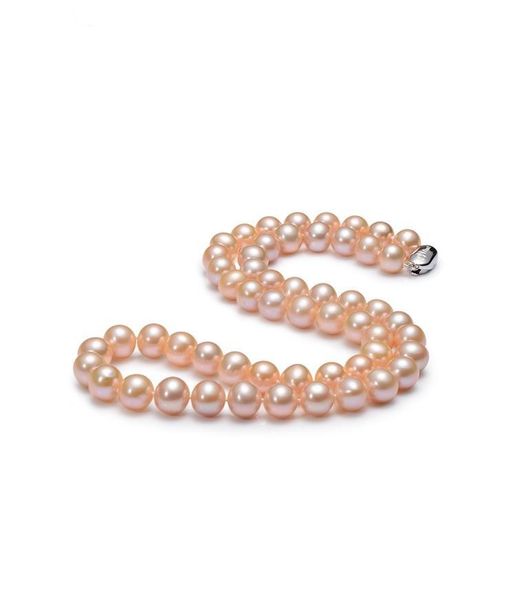

luxury natural freshwater pearl round chains 9-10mm size white color pink chromatic colour purple length 45cm-50cm accessories 925 silver gi
