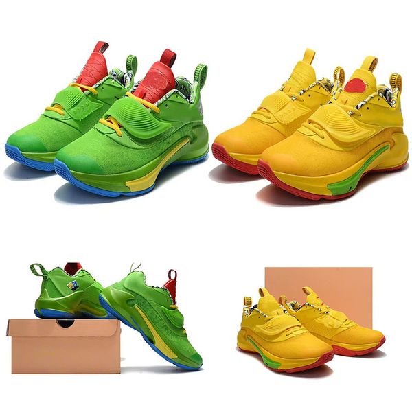 

bright yellow green celebration zooms live basketball shoes shell head 40-46