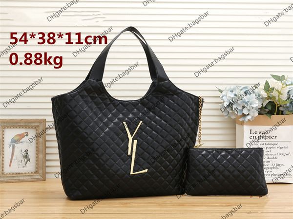 

luxury designer yslsity icare maxi shopping bags in quilted large capacity tote shoulder tote bag diamond surface chain wallet full designer