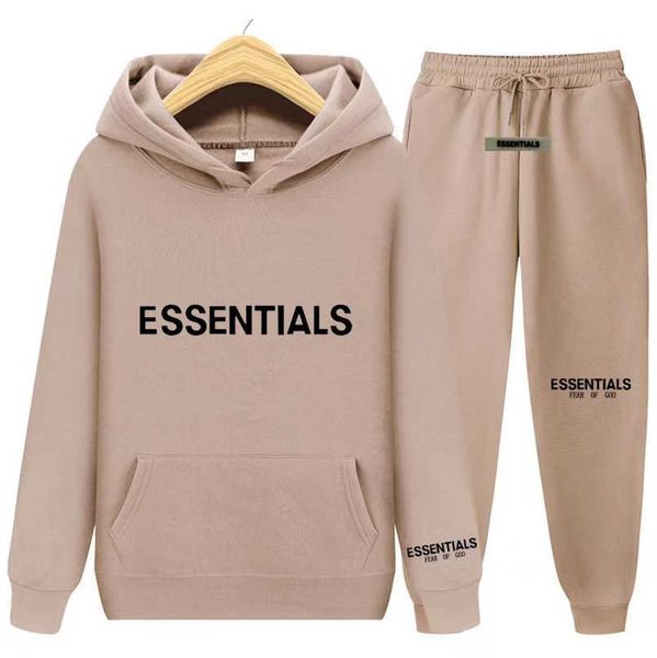 

essentials luxury men's tracksuits sweatshirt letter hoodies fashion men women sportswear 2 piece pants suit hooded sweater casual pul, Gray