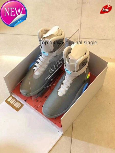 

2023 2020 automatic laces air mag back to the future glow in the dark gray basketball shoes marty mcfly's led shoes lighting mags black