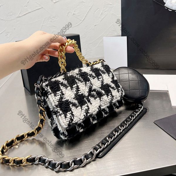 

women flap 19 woc small wallet on chain tweed jersey two-tone patchwork designer handbags tote card holder key pouch gold metal hardware lux, Red;black